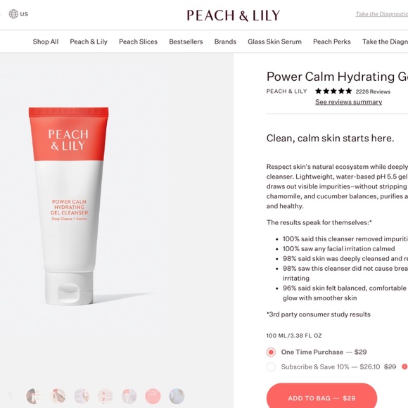 Peach & Lily "Power Calm" 100 mL hydrating gel cleanser - Picture 9 of 9